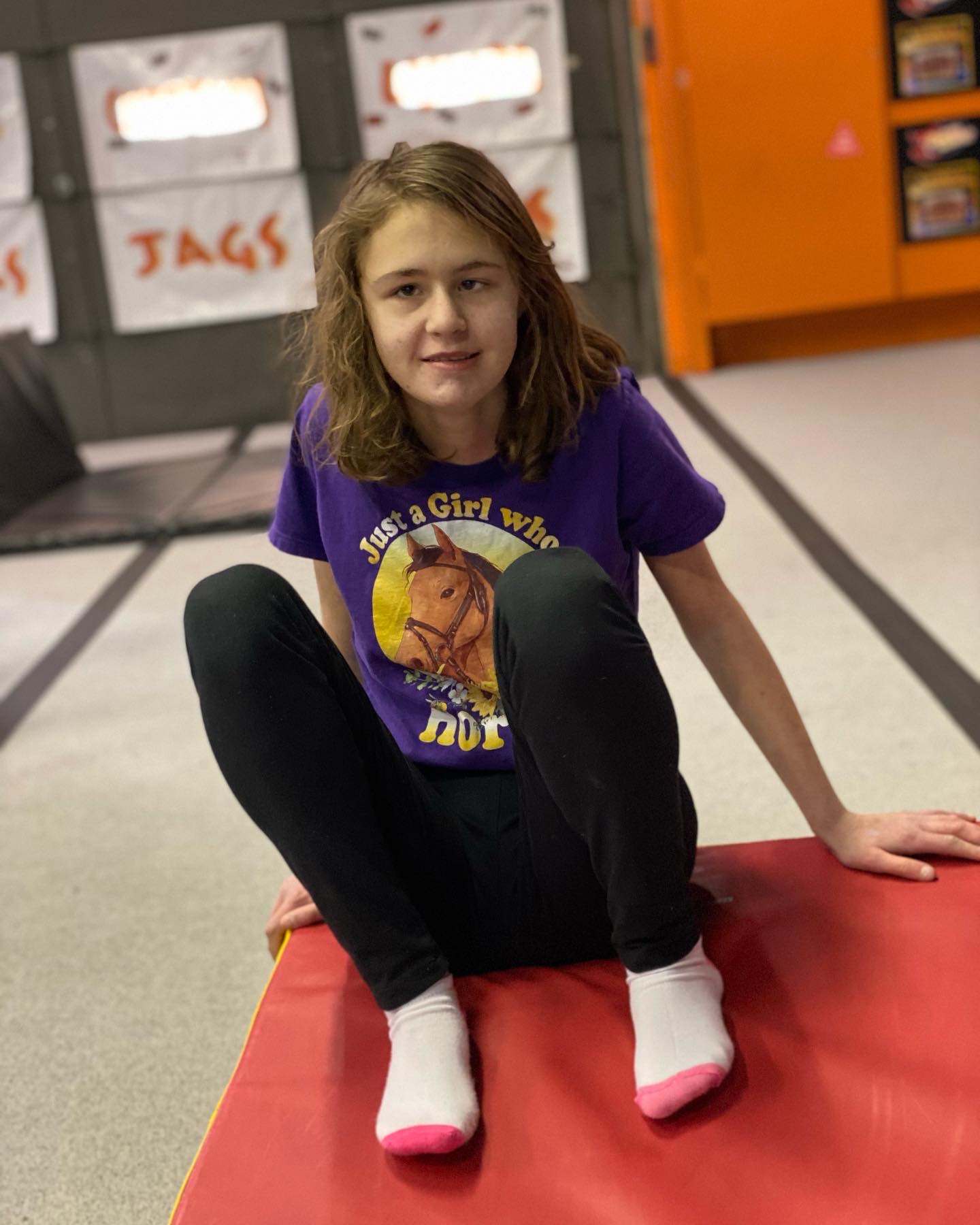 Athlete on wedge mat